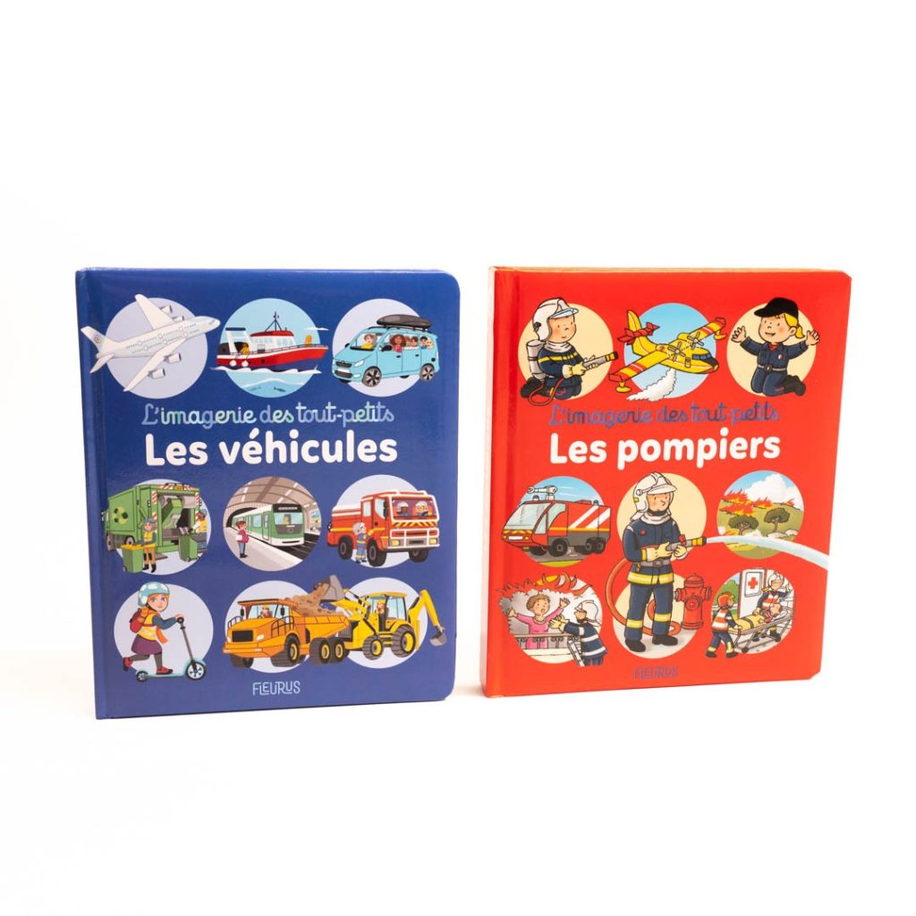 lot de 2 livres: les véhicules et les pompiers