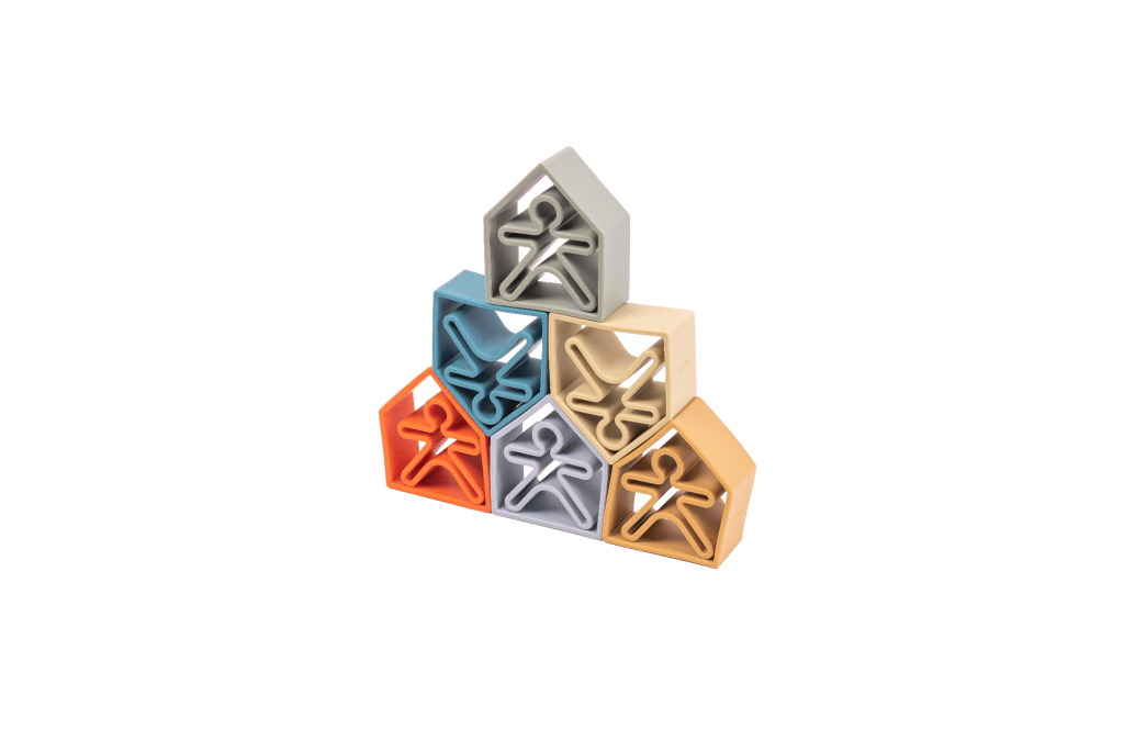 lot de 6 personnages + 6 maisons en silicone